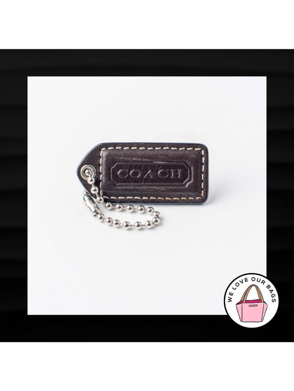 2" Medium COACH BROWN LEATHER KEY FOB BAG CHARM